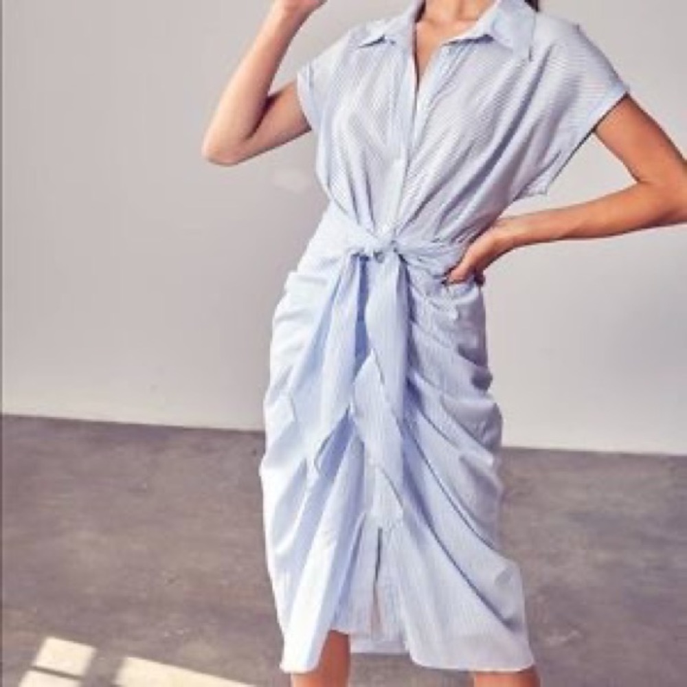 DO+BE Blue Shirt Dress with Tie Waist